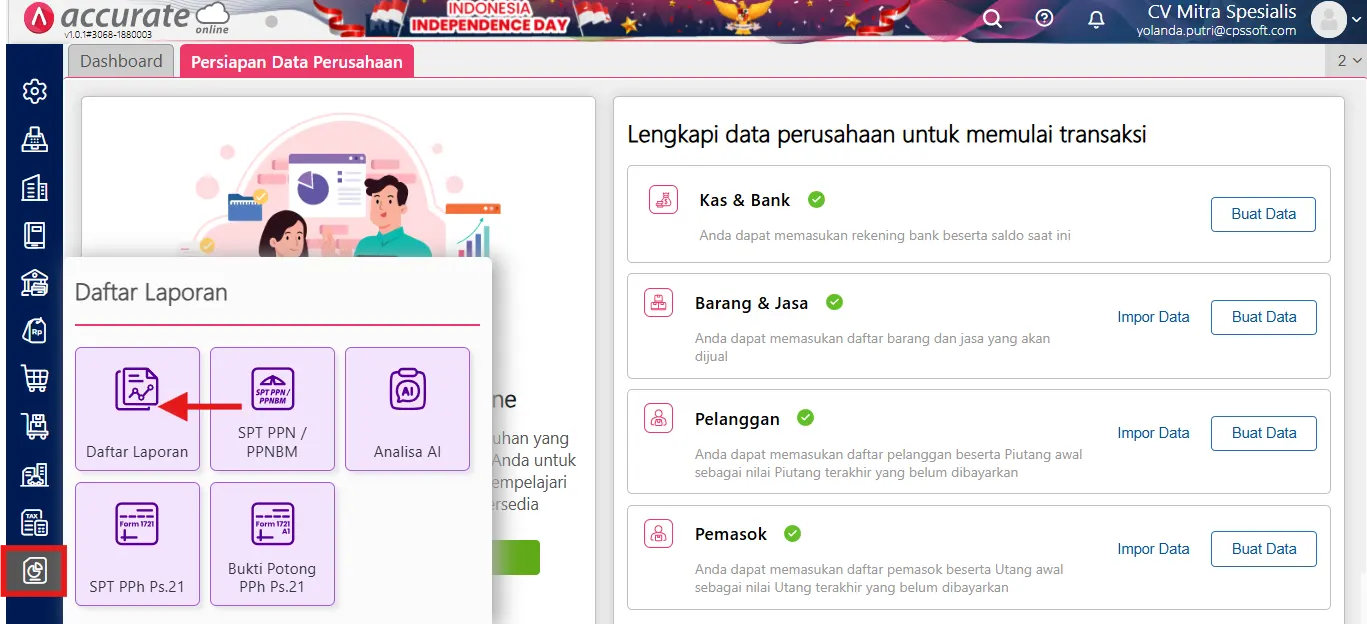 melihat laba setelah pajak di accurate online